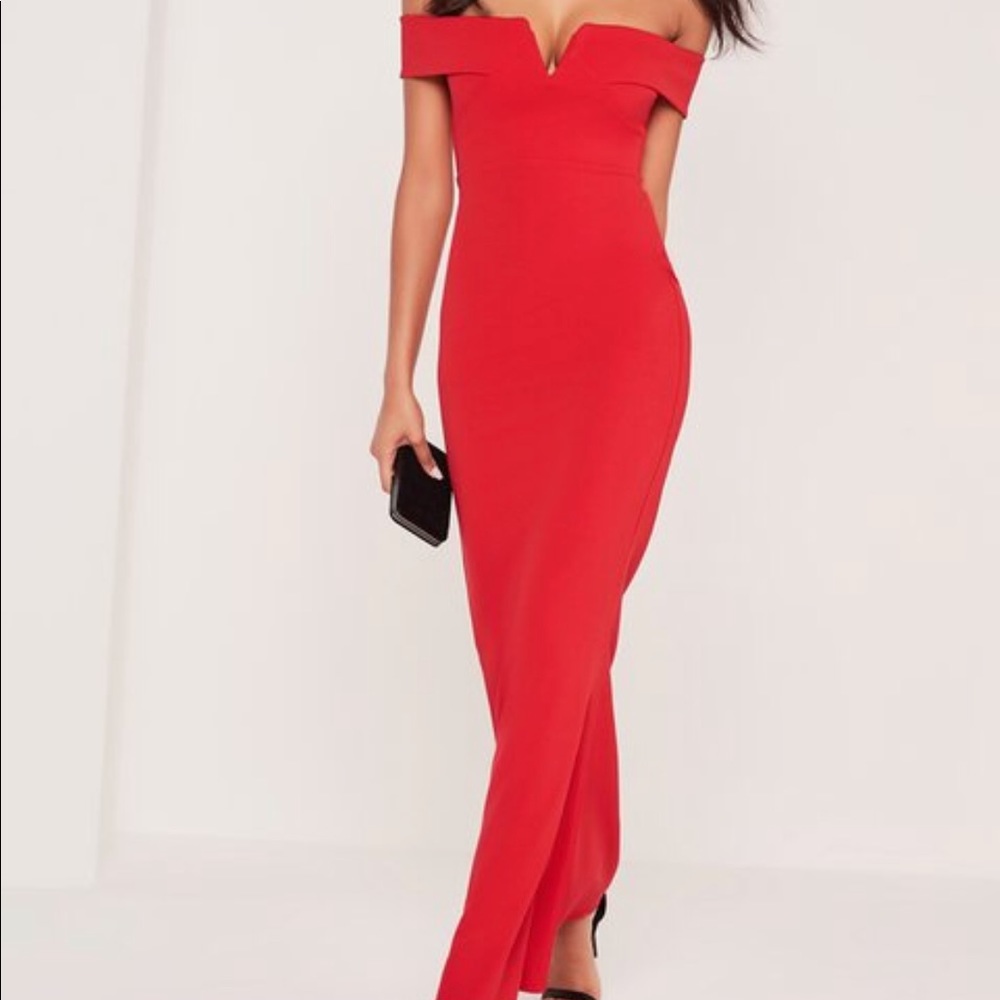 Misguided Crepe V plunge Maxi Dress